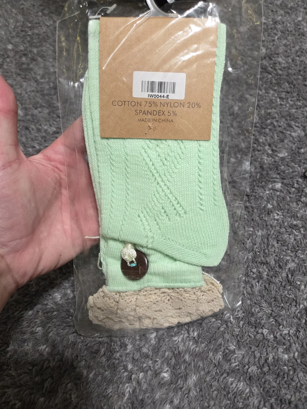 Knee High Mint Green Socks with Lace Trim